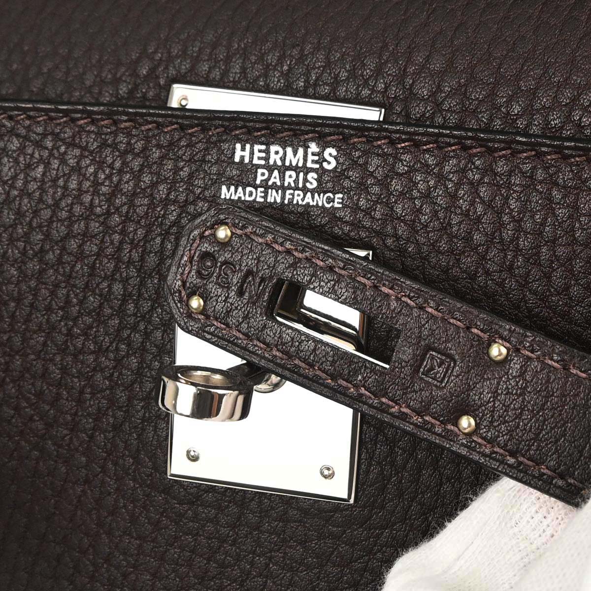 Hermes Chocolat Fjord Kelly 32 Sellier 2way Shoulder Handbag