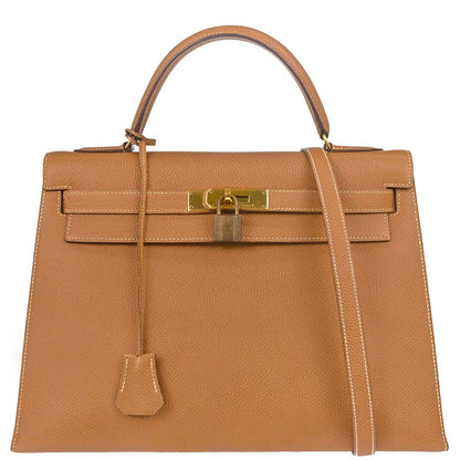 Hermes Natural Courchevel Kelly 32 Sellier 2way Shoulder Handbag
