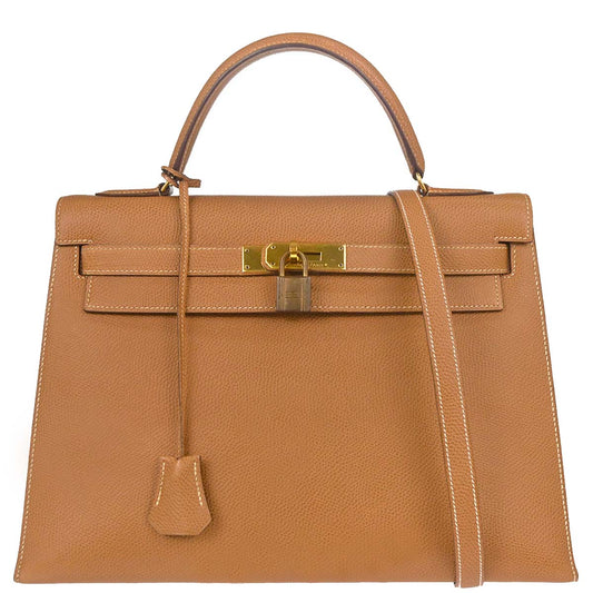 Hermes Natural Courchevel Kelly 32 Sellier 2way Shoulder Handbag