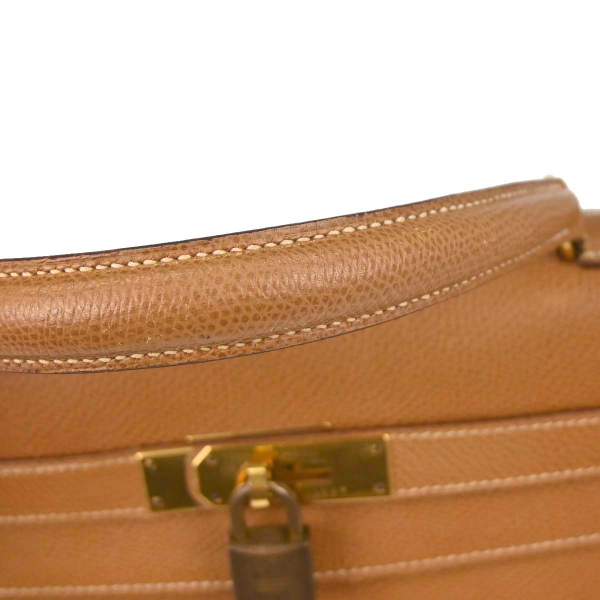 Hermes Natural Courchevel Kelly 32 Sellier 2way Shoulder Handbag