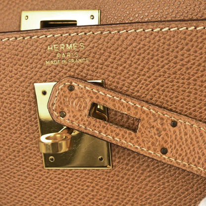 Hermes Natural Courchevel Kelly 32 Sellier 2way Shoulder Handbag