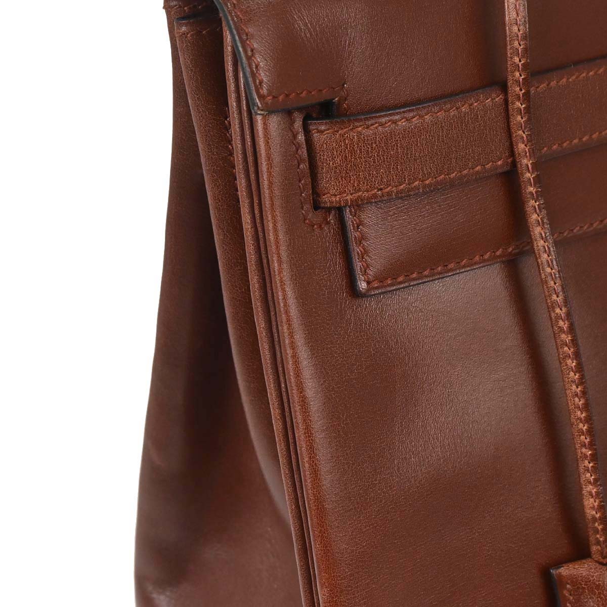 Hermes Marron Fonce Box Calf Kelly 32 Retourne 2way Shoulder Handbag