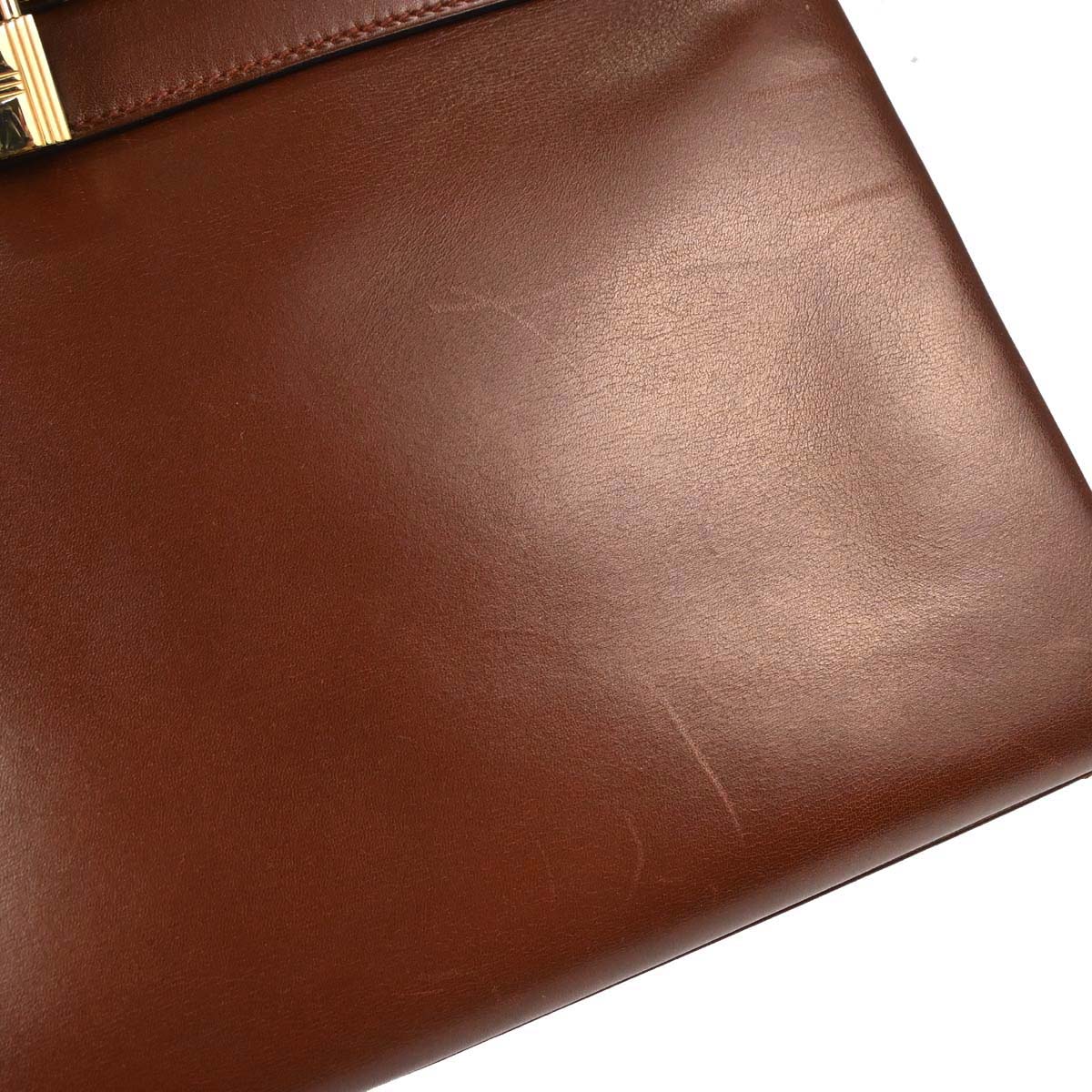 Hermes Marron Fonce Box Calf Kelly 32 Retourne 2way Shoulder Handbag