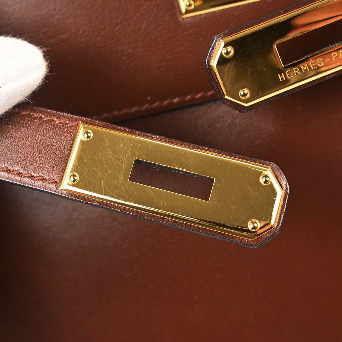Hermes Marron Fonce Box Calf Kelly 32 Retourne 2way Shoulder Handbag