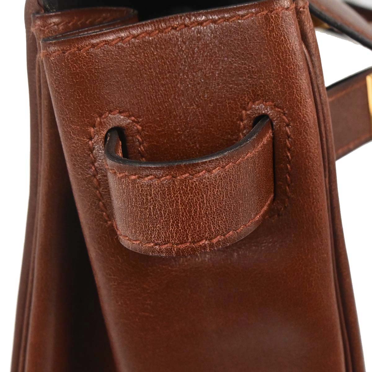 Hermes Marron Fonce Box Calf Kelly 32 Retourne 2way Shoulder Handbag