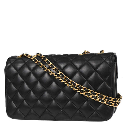 Chanel 2018-2019 Black Lambskin CC Chic Double Flap Shoulder Bag