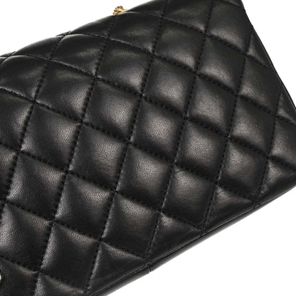 Chanel 2018-2019 Black Lambskin CC Chic Double Flap Shoulder Bag