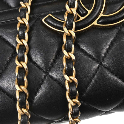 Chanel 2018-2019 Black Lambskin CC Chic Double Flap Shoulder Bag