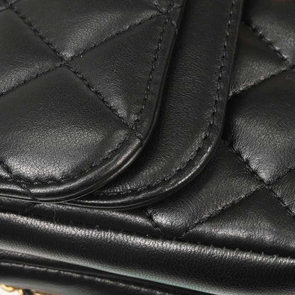 Chanel 2018-2019 Black Lambskin CC Chic Double Flap Shoulder Bag