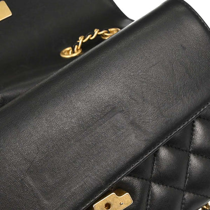 Chanel 2018-2019 Black Lambskin CC Chic Double Flap Shoulder Bag
