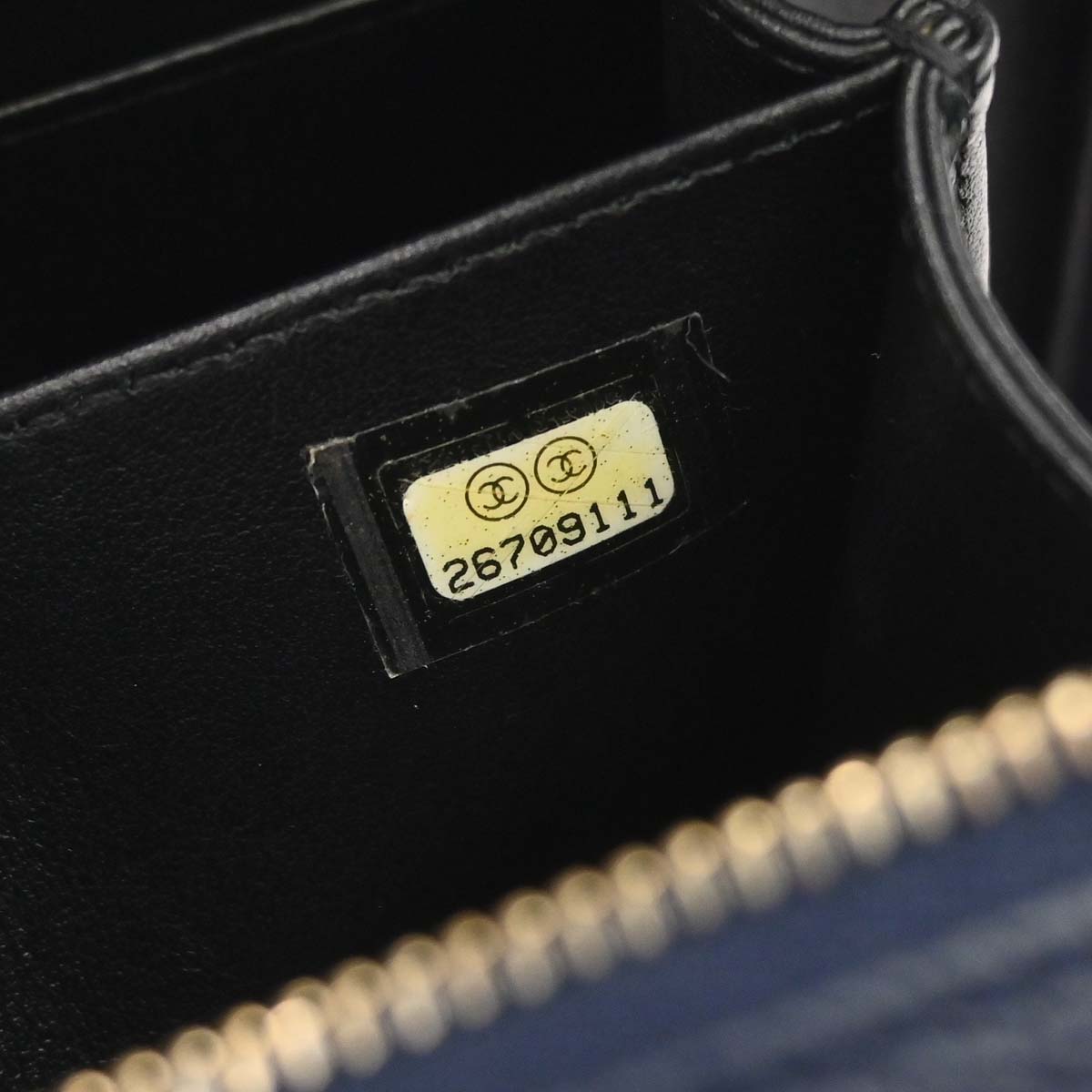 Chanel 2018-2019 Navy Caviar Skin Filigree Vanity Shoulder Bag