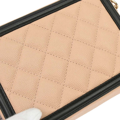Chanel 2019 Beige Calfskin Filigree Vanity Shoulder Bag