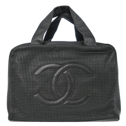 Chanel 2005-2006 Black Perforated Caviar Skin CC Bowler Bag Handbag