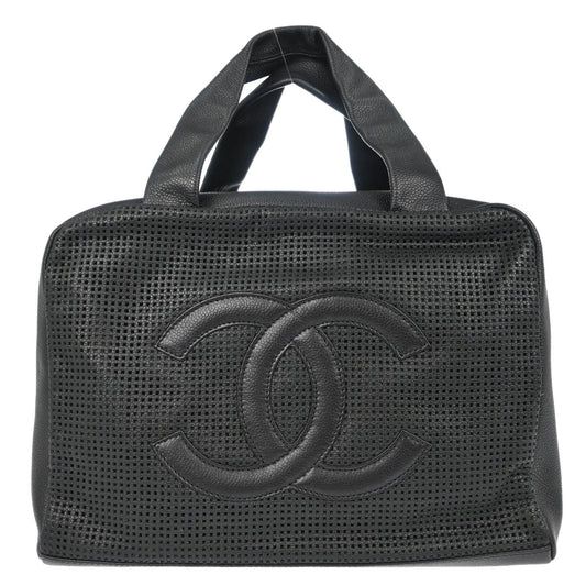 Chanel 2005-2006 Black Perforated Caviar Skin CC Bowler Bag Handbag