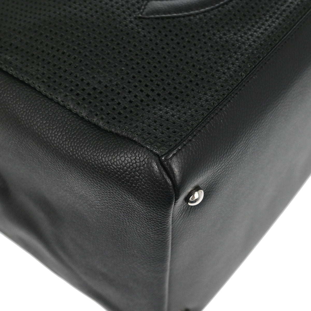 Chanel 2005-2006 Black Perforated Caviar Skin CC Bowler Bag Handbag