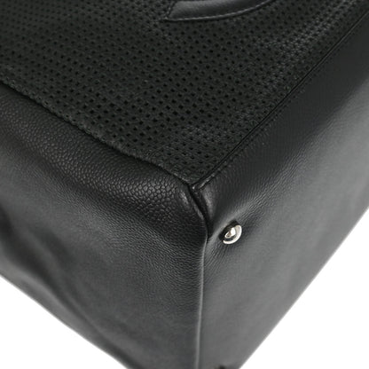Chanel 2005-2006 Black Perforated Caviar Skin CC Bowler Bag Handbag