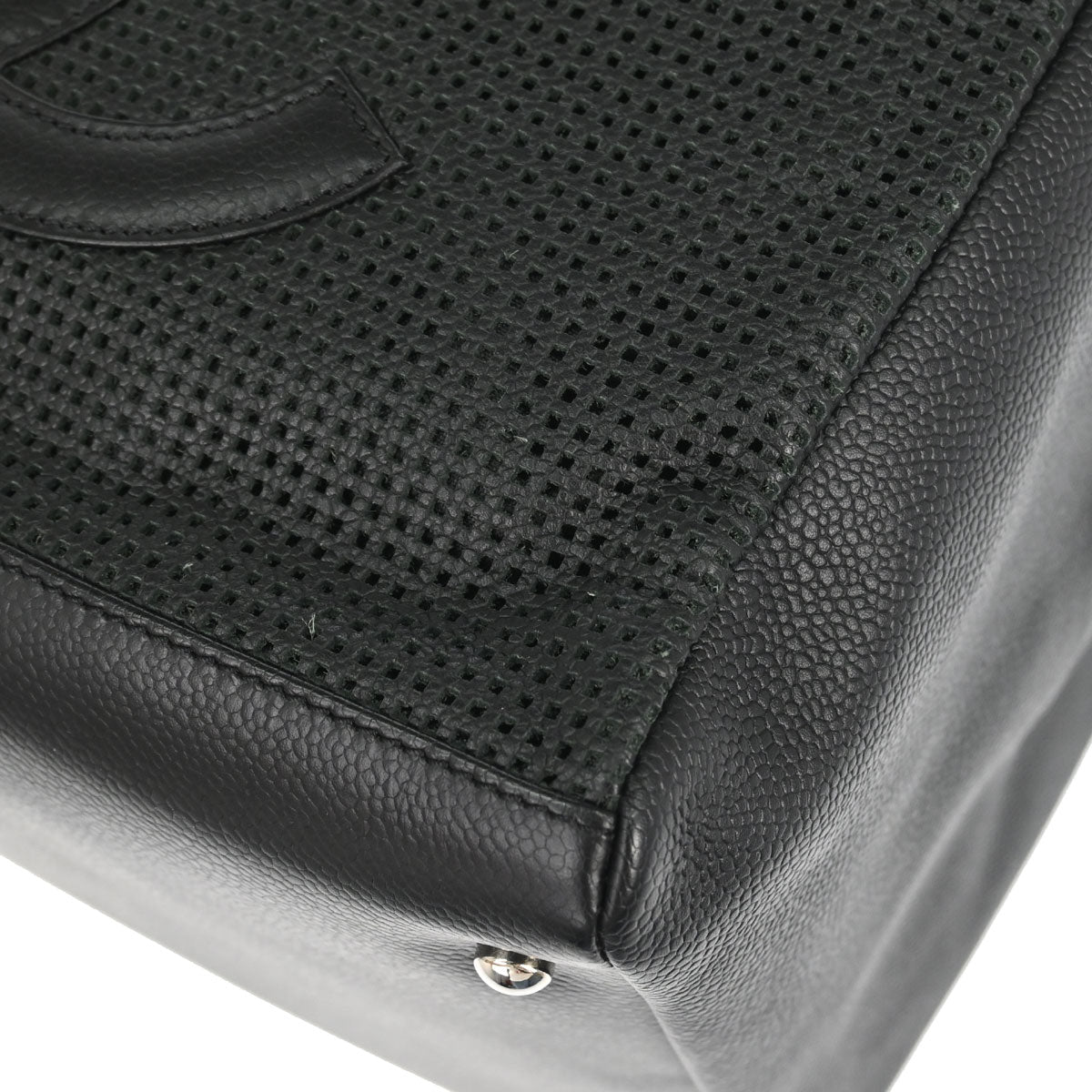 Chanel 2005-2006 Black Perforated Caviar Skin CC Bowler Bag Handbag