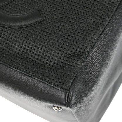 Chanel 2005-2006 Black Perforated Caviar Skin CC Bowler Bag Handbag