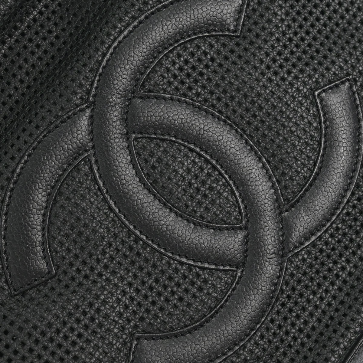 Chanel 2005-2006 Black Perforated Caviar Skin CC Bowler Bag Handbag