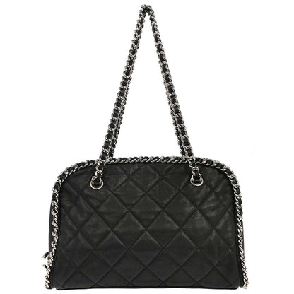 Chanel 2011 Black Calfskin Chain Around Bowler Bag Handbag