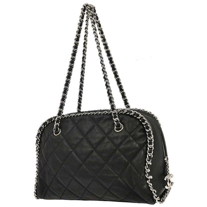 Chanel 2011 Black Calfskin Chain Around Bowler Bag Handbag