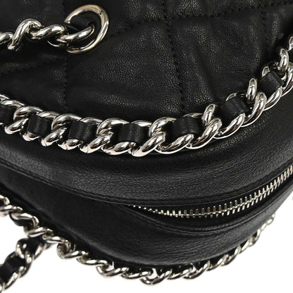 Chanel 2011 Black Calfskin Chain Around Bowler Bag Handbag