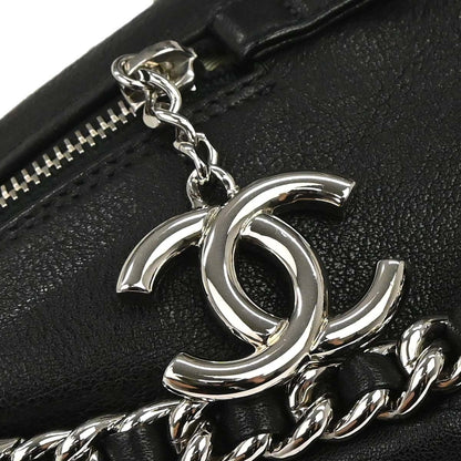 Chanel 2011 Black Calfskin Chain Around Bowler Bag Handbag