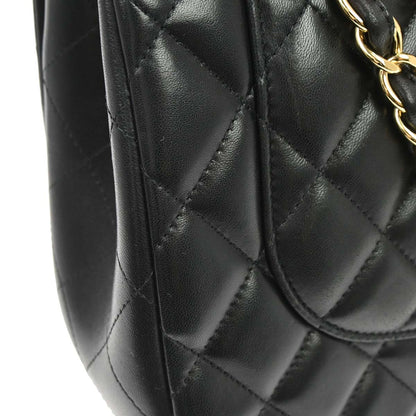 Chanel 2012 Black Lambskin Jumbo Classic Double Flap Shoulder Bag