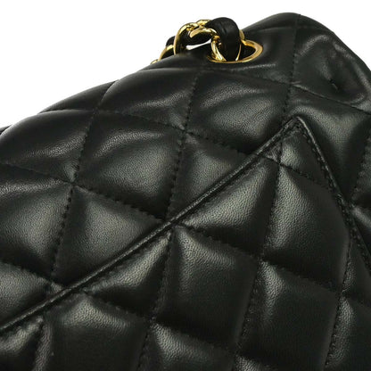 Chanel 2012 Black Lambskin Jumbo Classic Double Flap Shoulder Bag