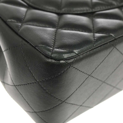 Chanel 2012 Black Lambskin Jumbo Classic Double Flap Shoulder Bag
