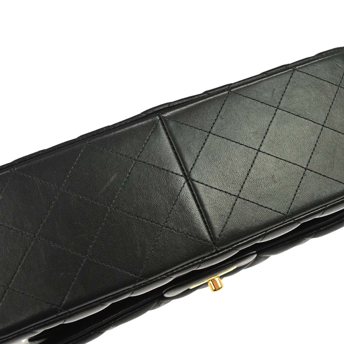 Chanel 2012 Black Lambskin Jumbo Classic Double Flap Shoulder Bag