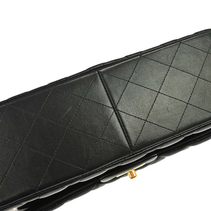 Chanel 2012 Black Lambskin Jumbo Classic Double Flap Shoulder Bag