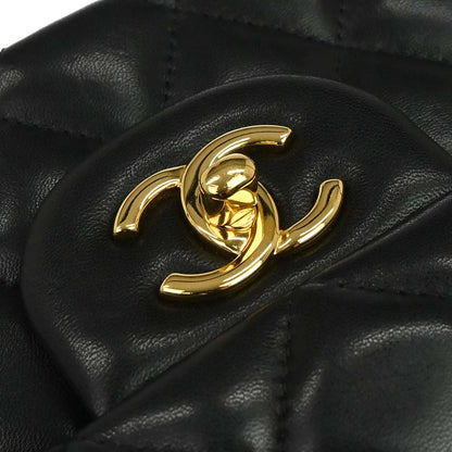 Chanel 2012 Black Lambskin Jumbo Classic Double Flap Shoulder Bag