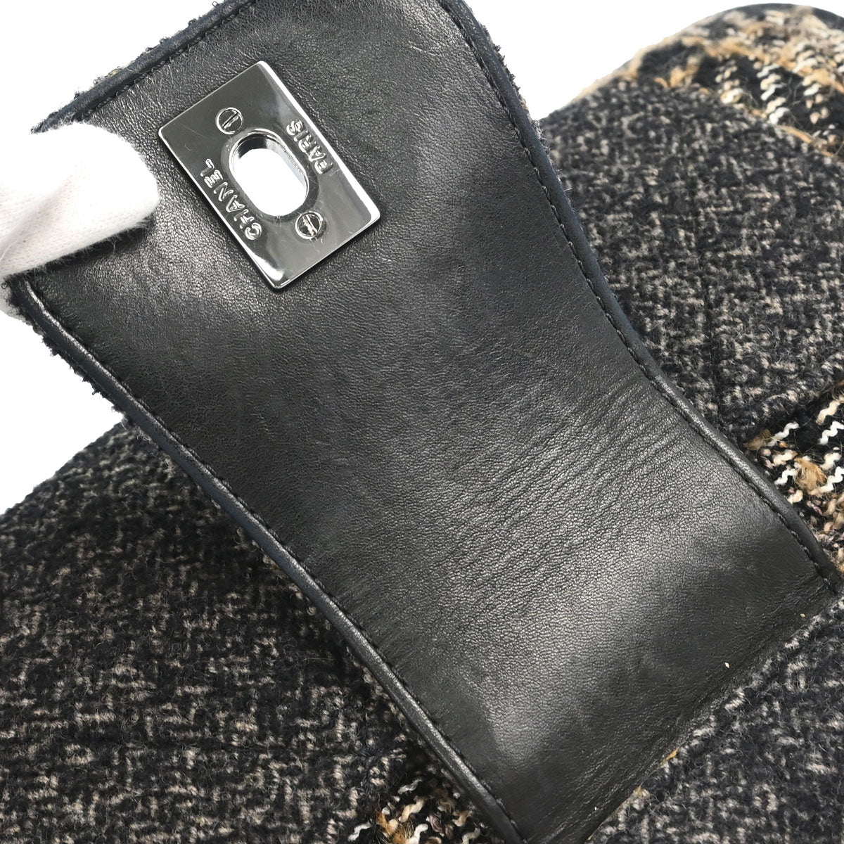 Chanel 2005-2006 Gray Tweed Check Handbag