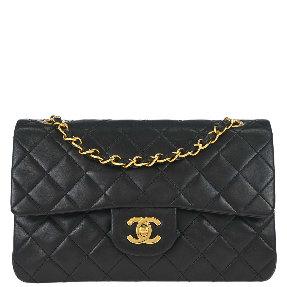 Chanel Black Lambskin Small Classic Double Flap Shoulder Bag