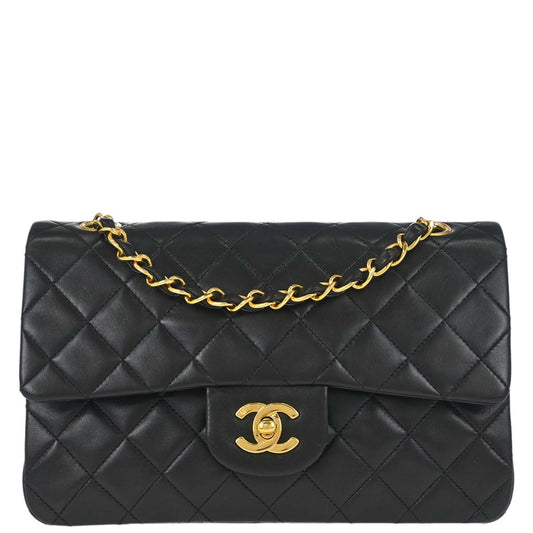 Chanel Black Lambskin Small Classic Double Flap Shoulder Bag