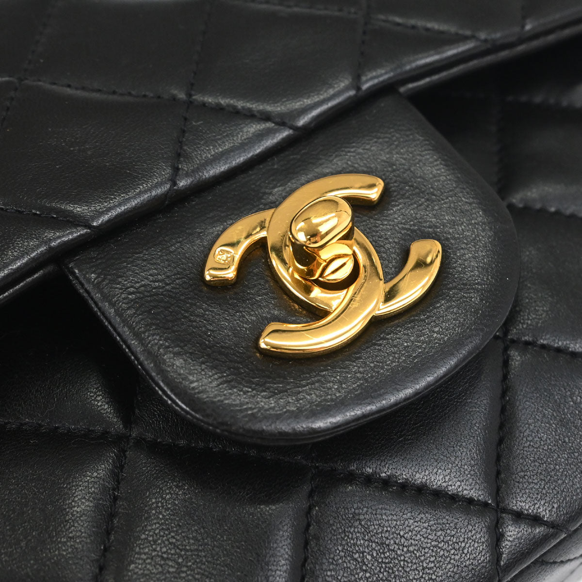 Chanel Black Lambskin Small Classic Double Flap Shoulder Bag