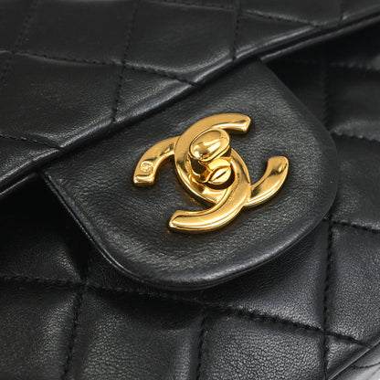 Chanel Black Lambskin Small Classic Double Flap Shoulder Bag