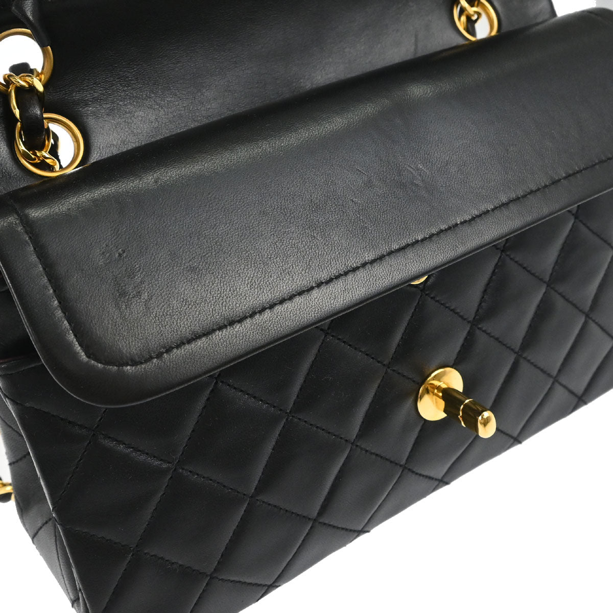 Chanel Black Lambskin Small Classic Double Flap Shoulder Bag