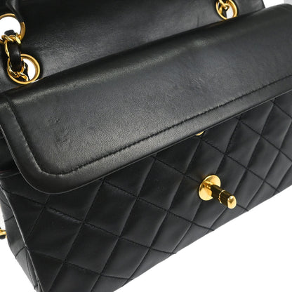 Chanel Black Lambskin Small Classic Double Flap Shoulder Bag