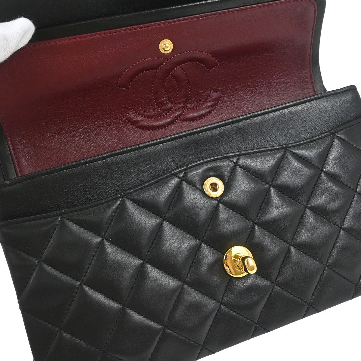 Chanel Black Lambskin Small Classic Double Flap Shoulder Bag