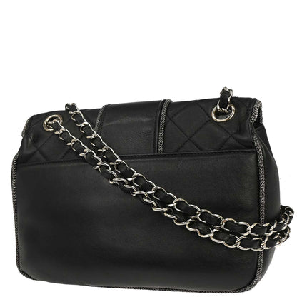 Chanel 2019 Black Calfskin Lurex Elementary Chic Flap Shoulder Bag