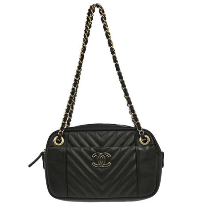 Chanel 2019 Black Calfskin Daily Chevron Camera Bag