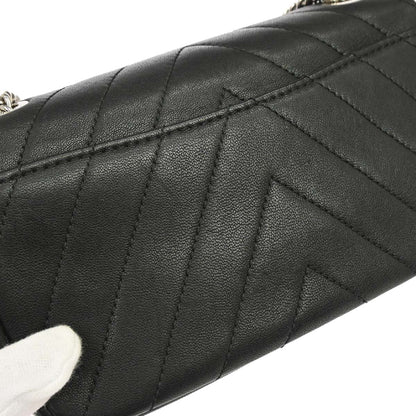 Chanel 2017-2018 Black Calfskin Chevron Shoulder Bag