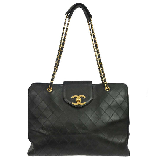 Chanel 1991-1994 Black Lambskin Bicolore Supermodel Shoulder Bag