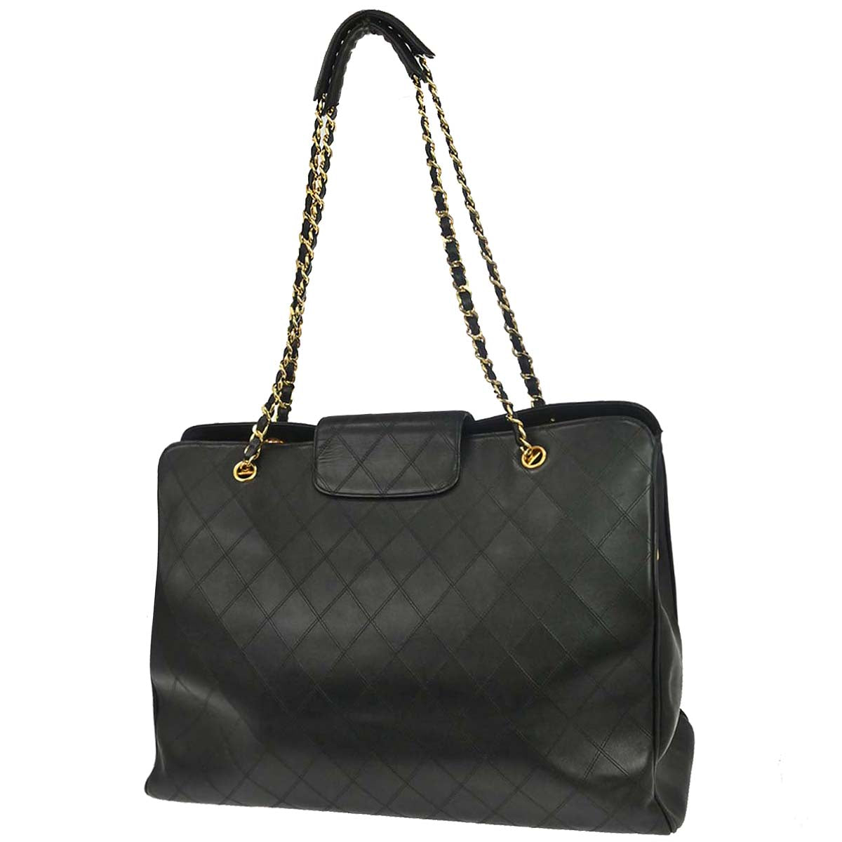 Chanel 1991-1994 Black Lambskin Bicolore Supermodel Shoulder Bag