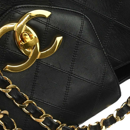 Chanel 1991-1994 Black Lambskin Bicolore Supermodel Shoulder Bag