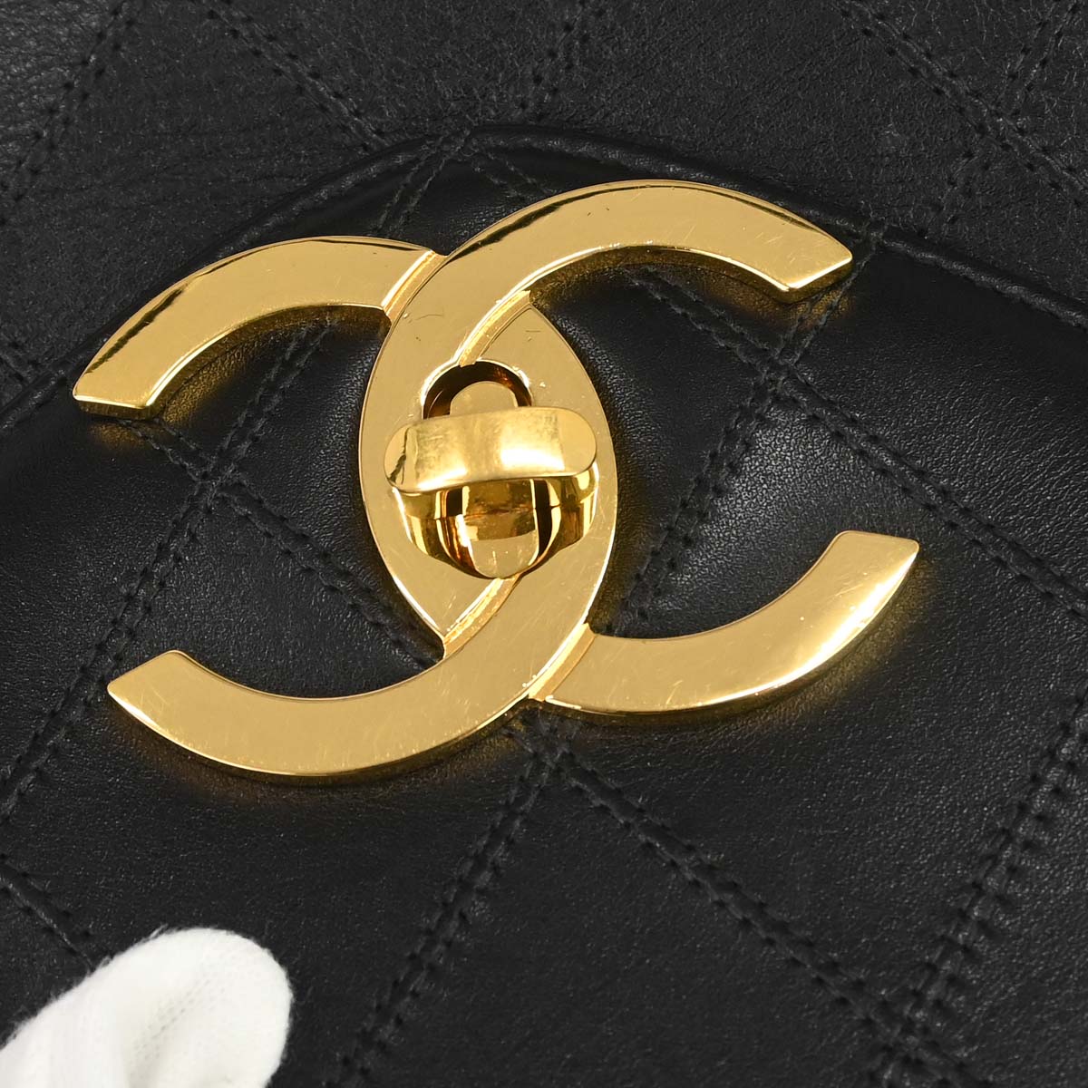 Chanel 1991-1994 Black Lambskin Bicolore Supermodel Shoulder Bag