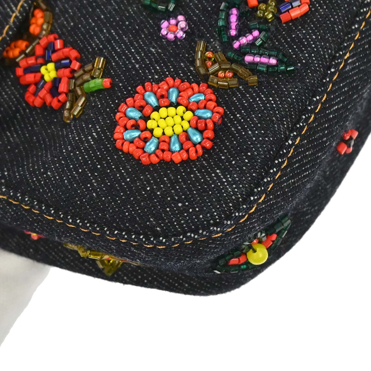 Fendi Navy Denim Beaded Baguette Handbag