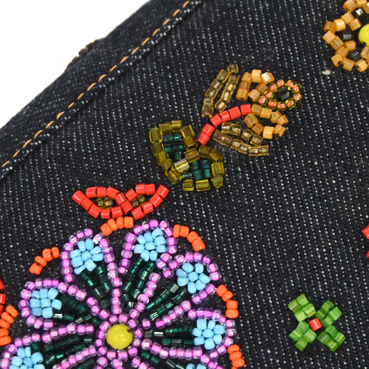Fendi Navy Denim Beaded Baguette Handbag